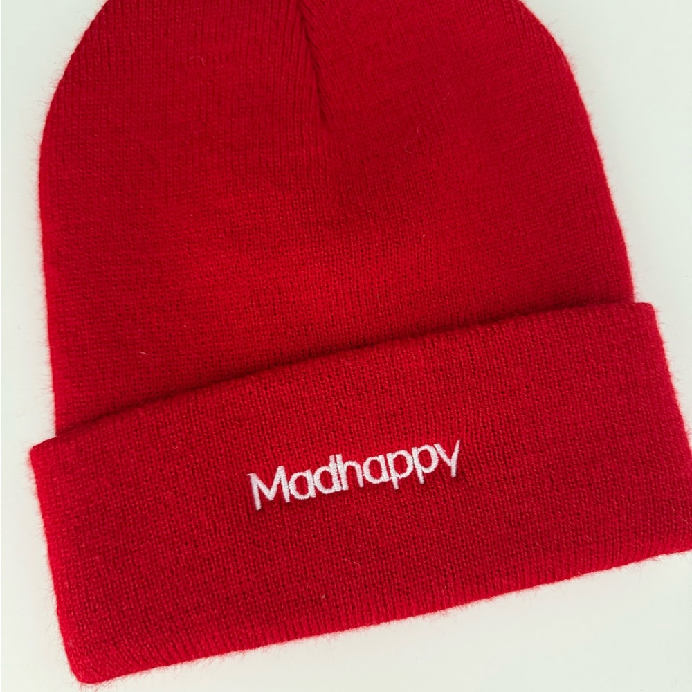 Madhappy Red Knit Beanie Hat